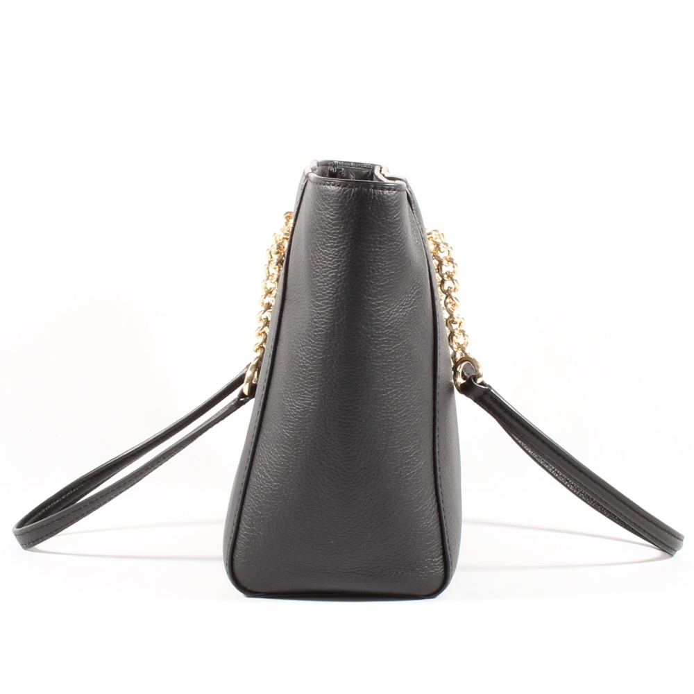 Coach Chain Shoulder Bag Black Leather Tote NEW - Picture 5 of 9